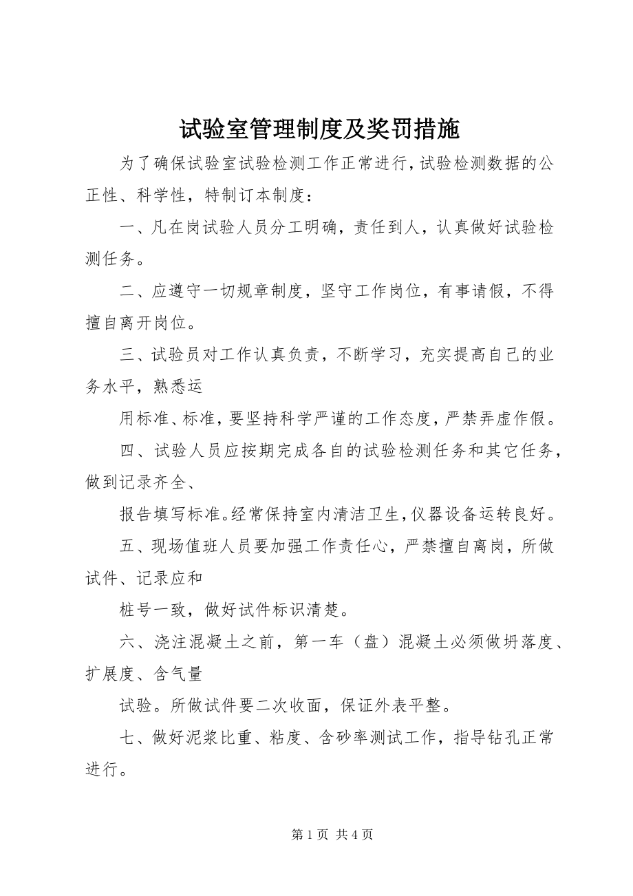 2023年试验室管理制度及奖罚措施.docx_第1页