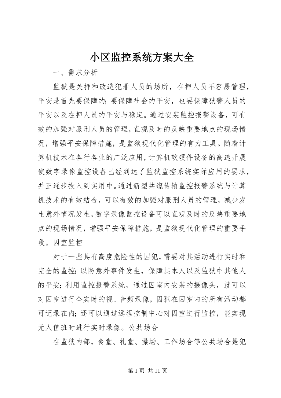 2023年小区监控系统方案大全.docx_第1页