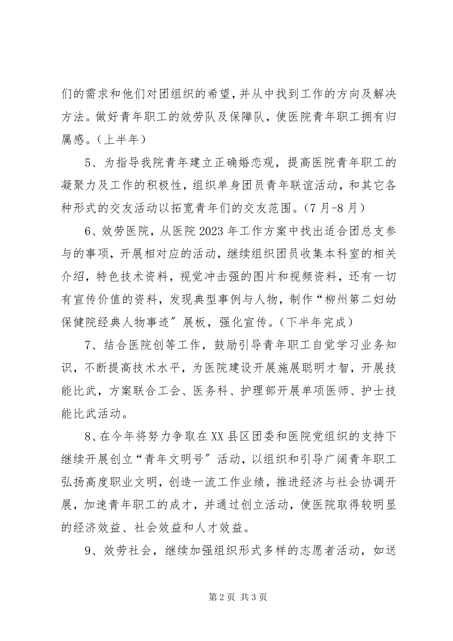 2023年医院团总支工作计划新编.docx_第2页