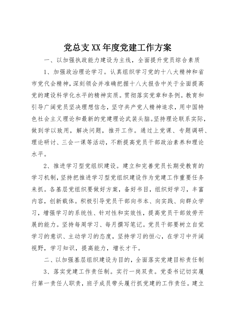 2023年党总支某年度党建工作计划.docx_第1页