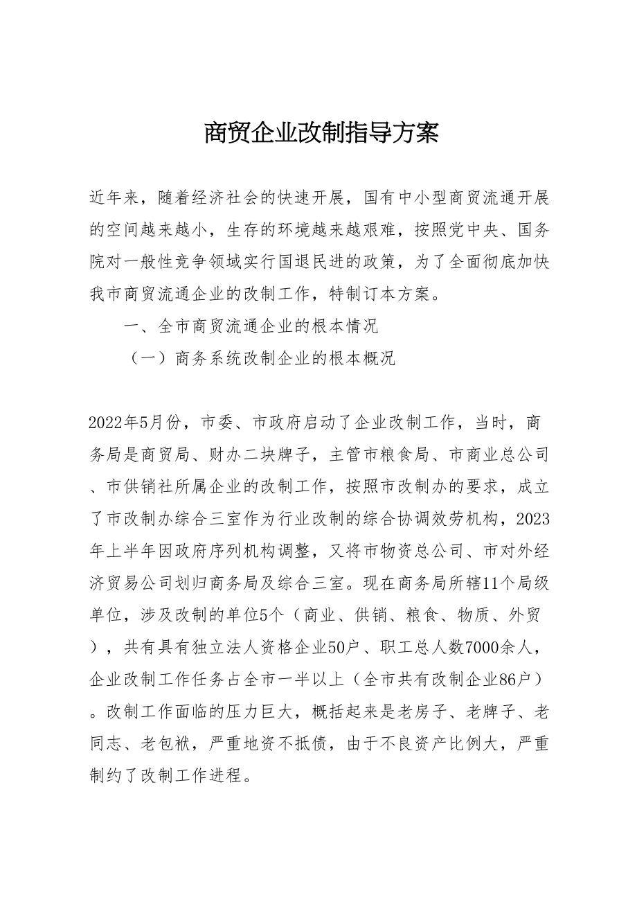 2023年商贸企业改制指导方案.doc_第1页