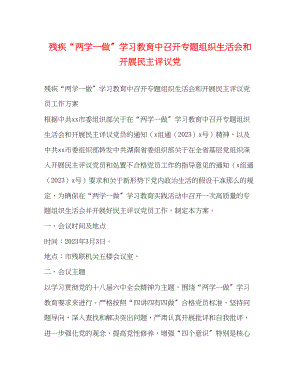 2023年残疾两学一做学习教育中召开专题组织生活会和开展民主评议党.docx