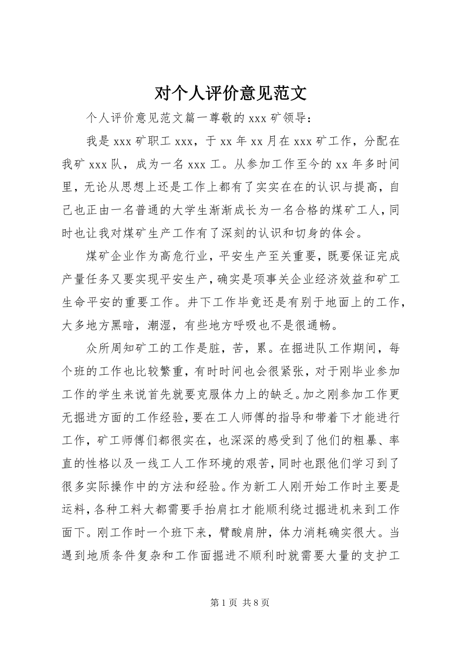 2023年对个人评价意见2.docx_第1页