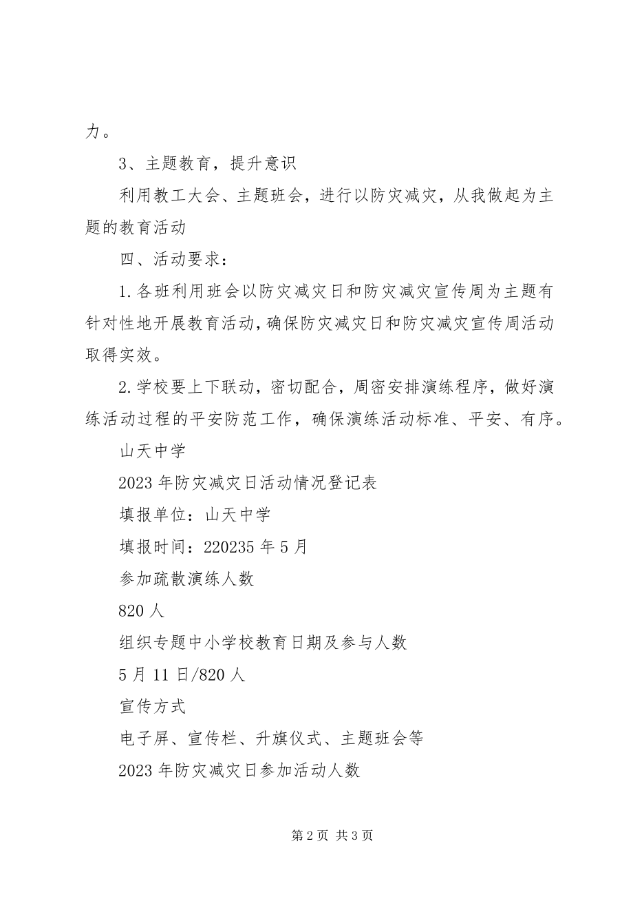 2023年山天中学防震减灾活动计划.docx_第2页