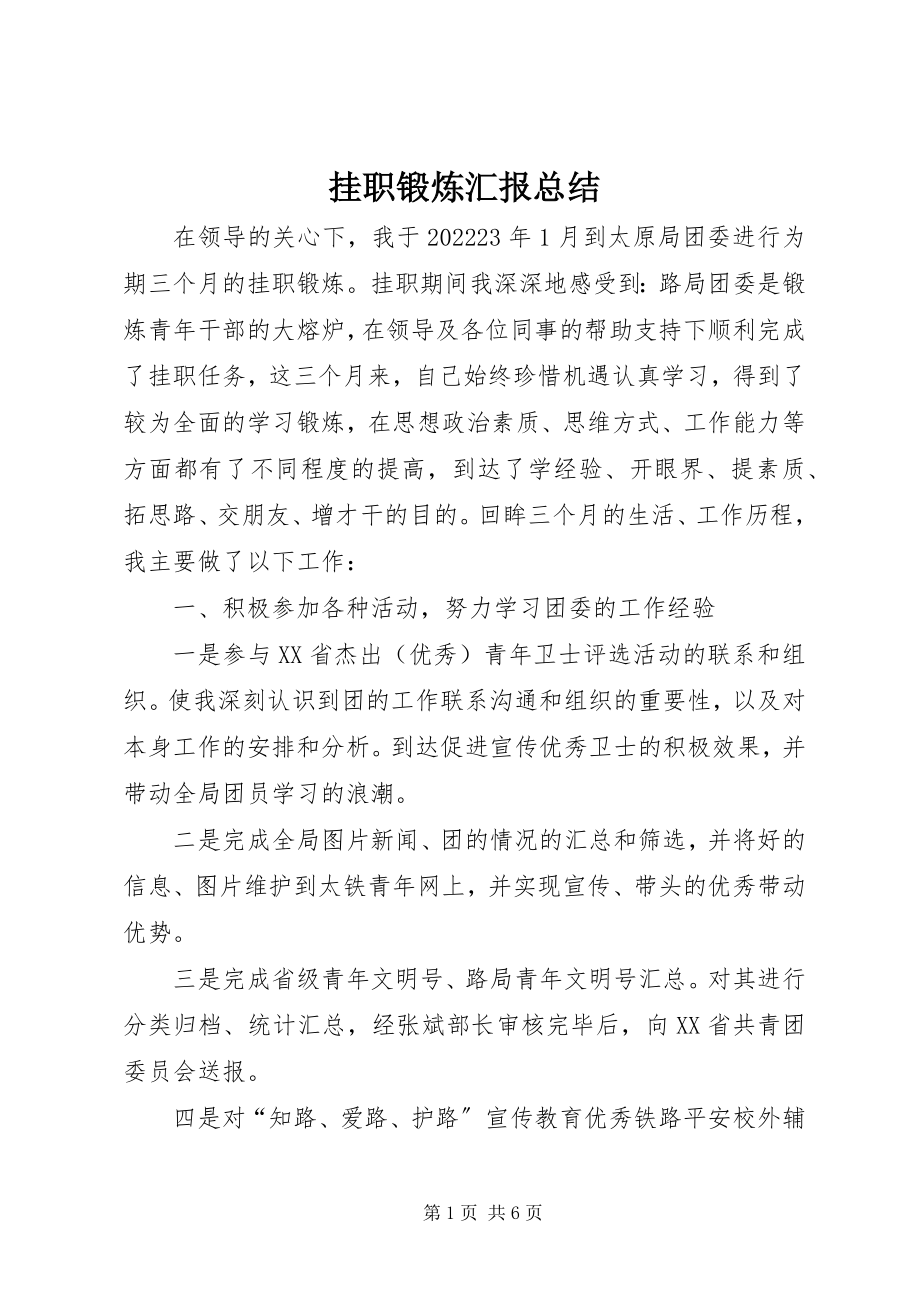 2023年挂职锻炼汇报总结.docx_第1页