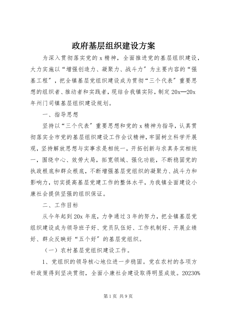 2023年政府基层组织建设计划.docx_第1页