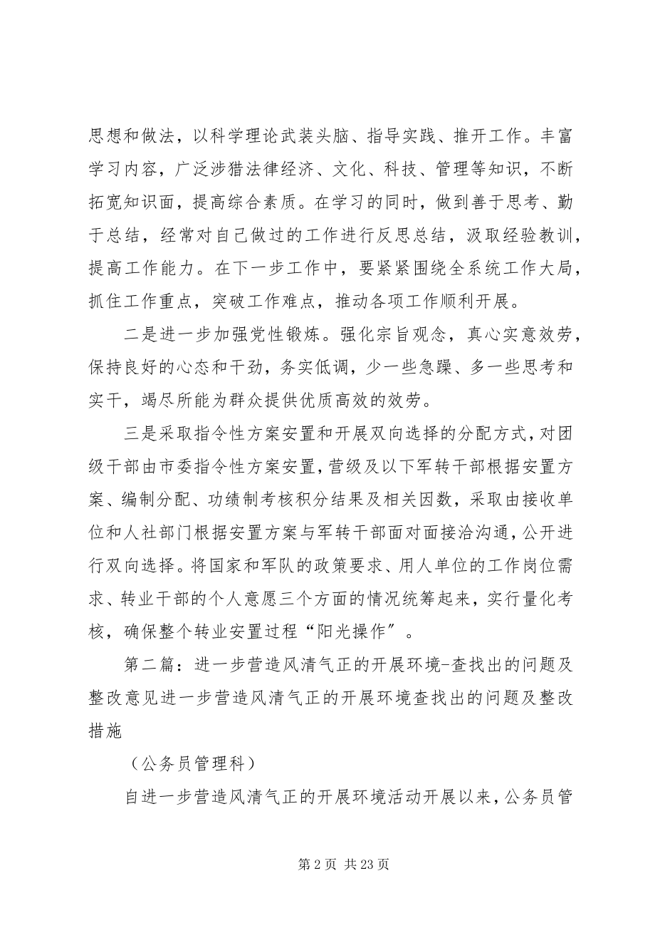 2023年进一步营造风清气正的发展环境存在的问题及整改意见.docx_第2页