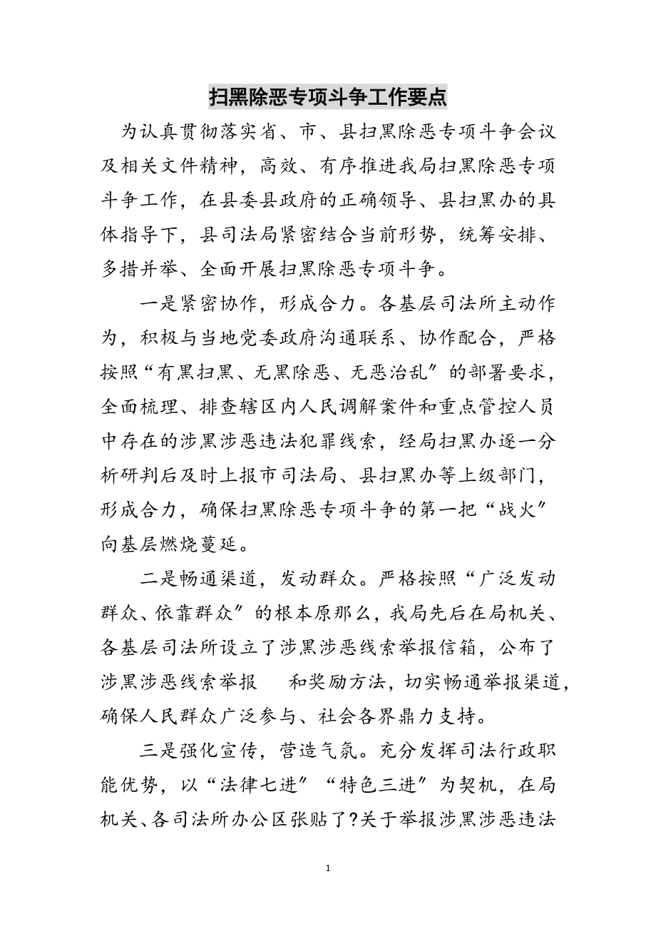 2023年扫黑除恶专项斗争工作要点范文.doc_第1页