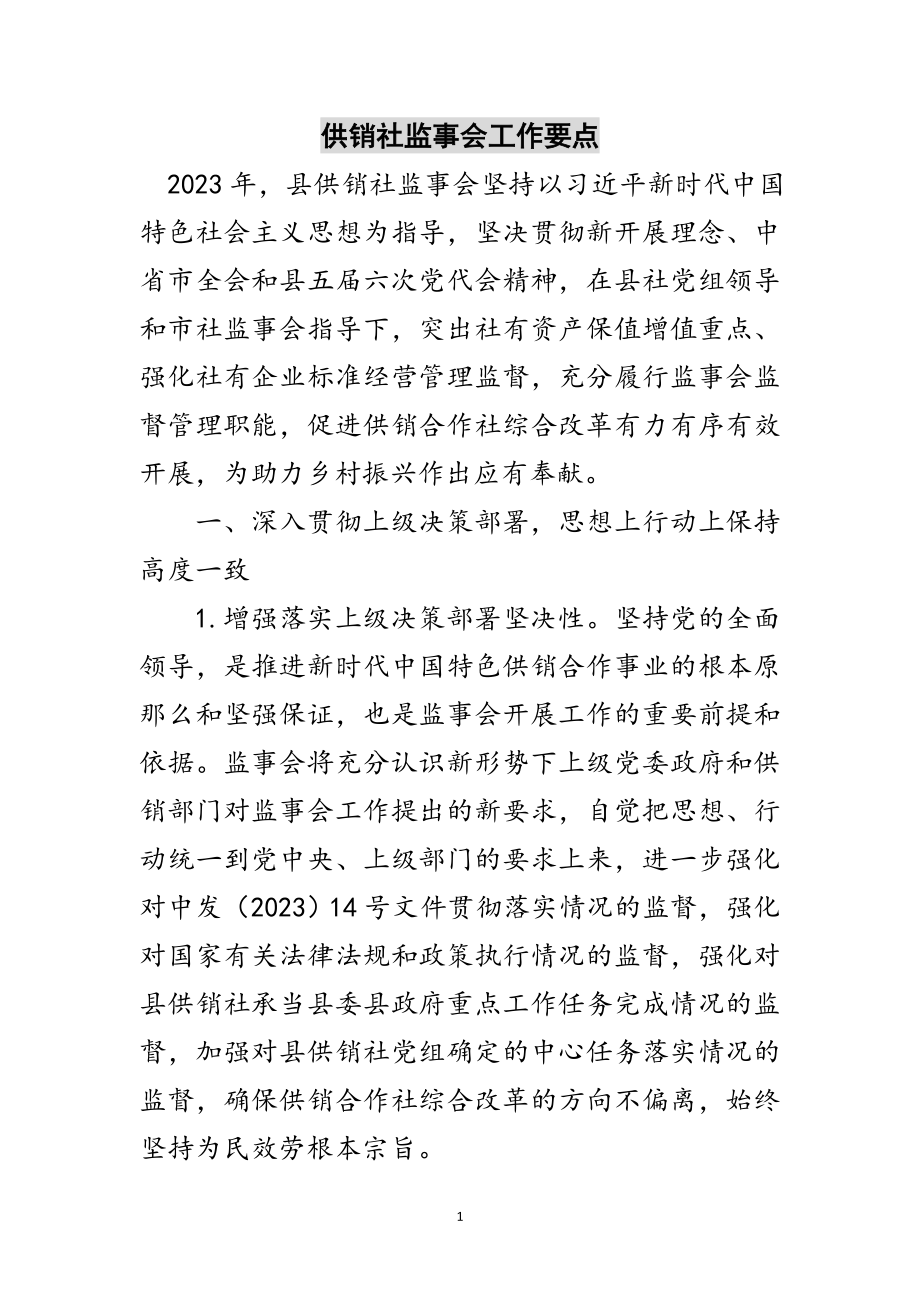 2023年供销社监事会工作要点范文.doc_第1页