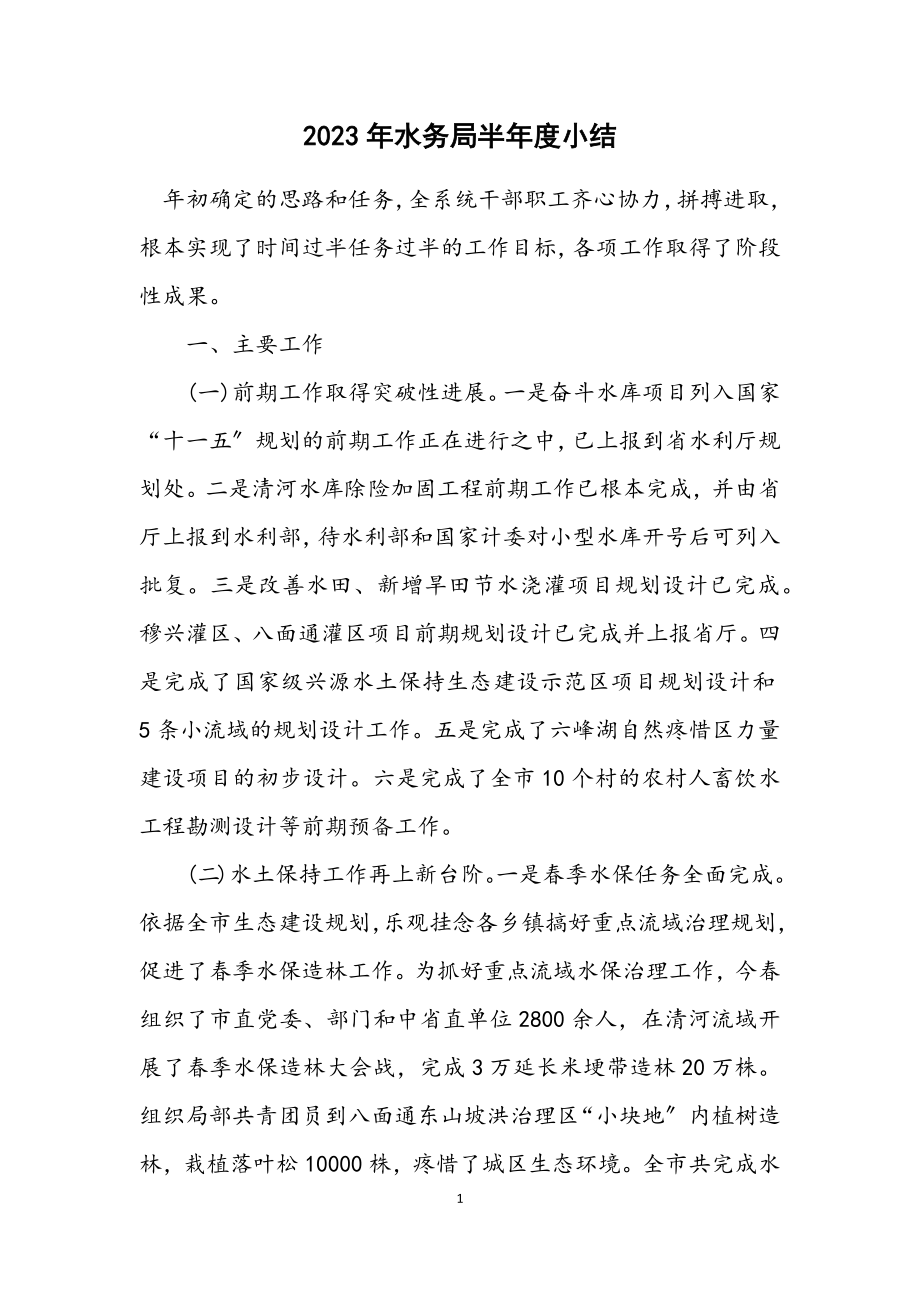 2023年水务局半年度小结.docx_第1页