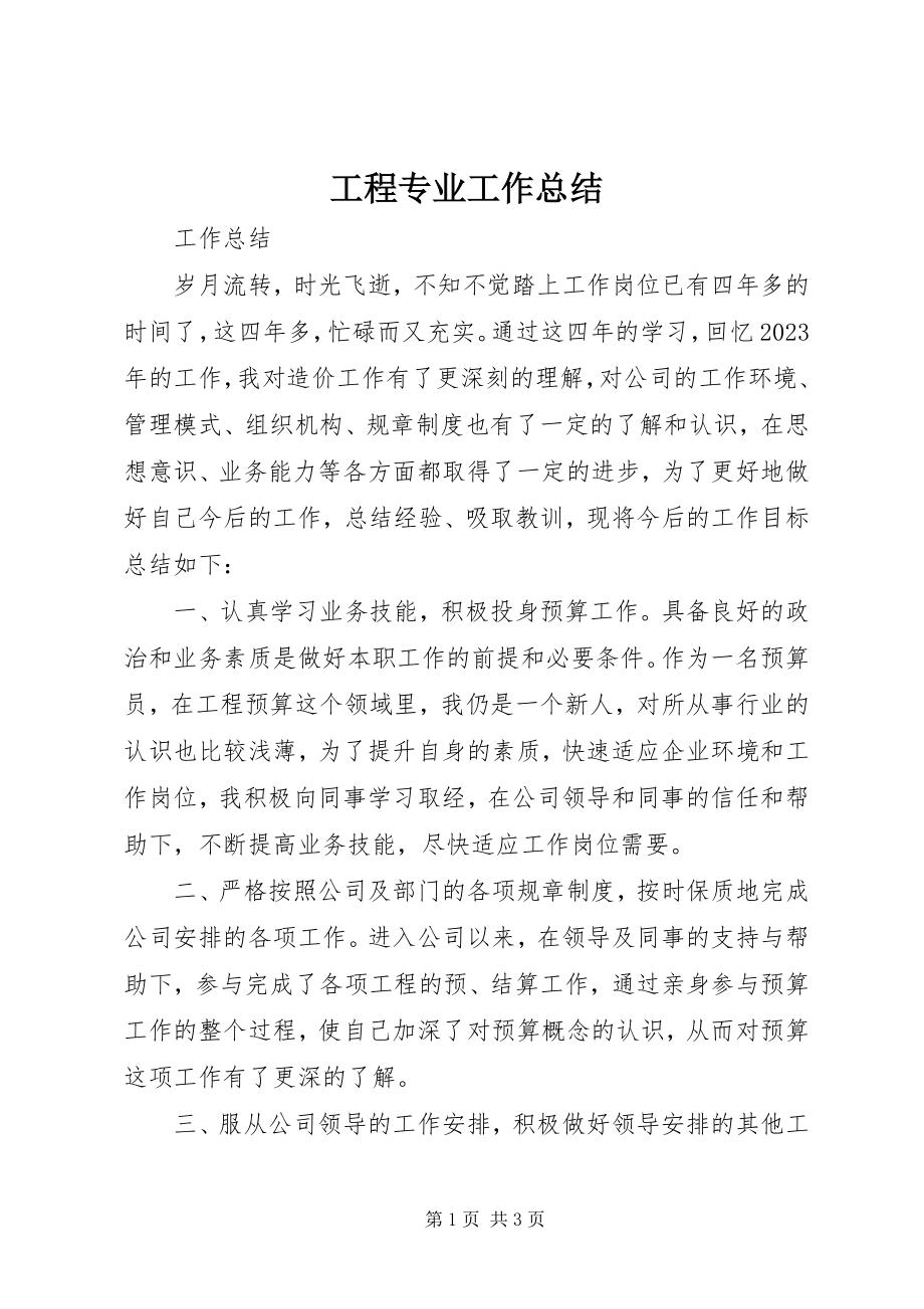 2023年工程专业工作总结.docx_第1页