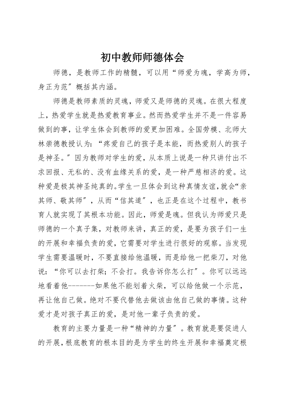 2023年初中教师师德体会.docx_第1页