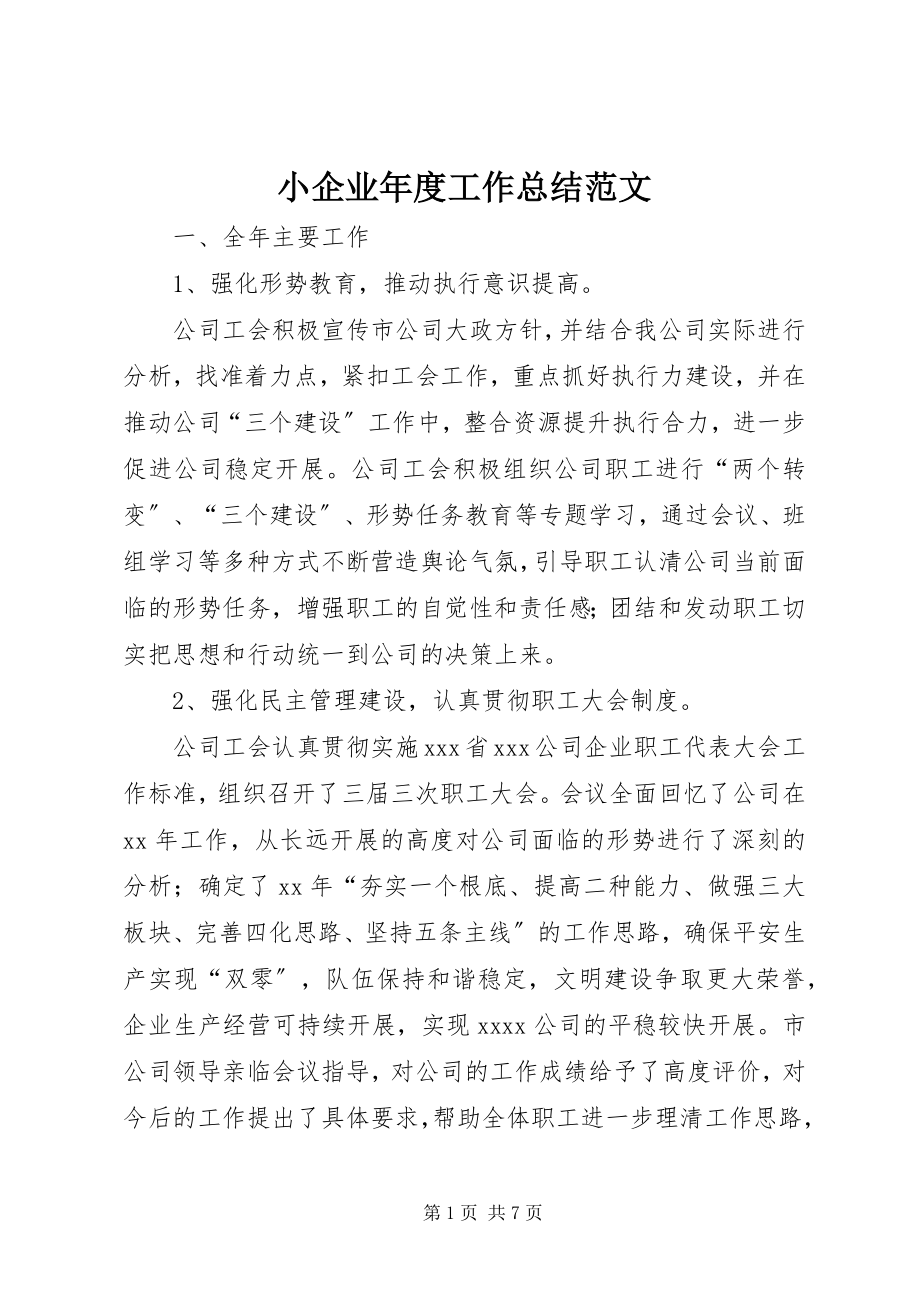 2023年小企业年度工作总结.docx_第1页