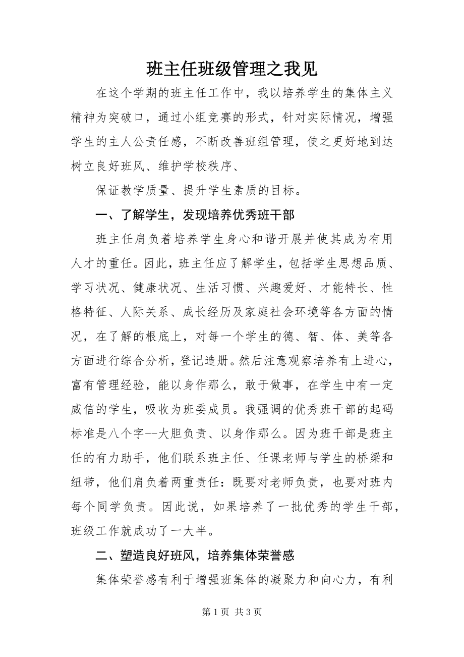 2023年班主任班级管理之我见新编.docx_第1页