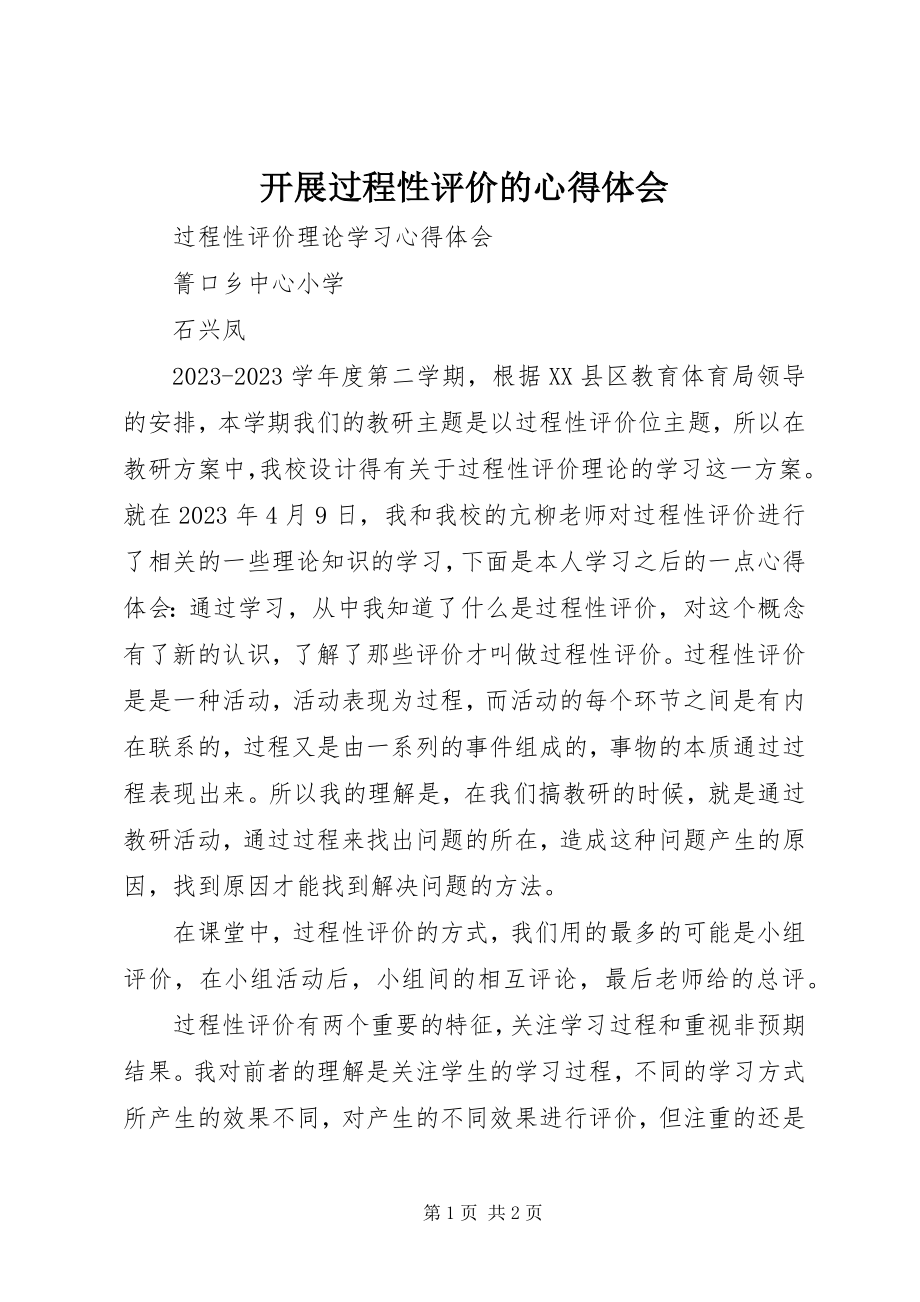 2023年开展过程性评价的心得体会.docx_第1页