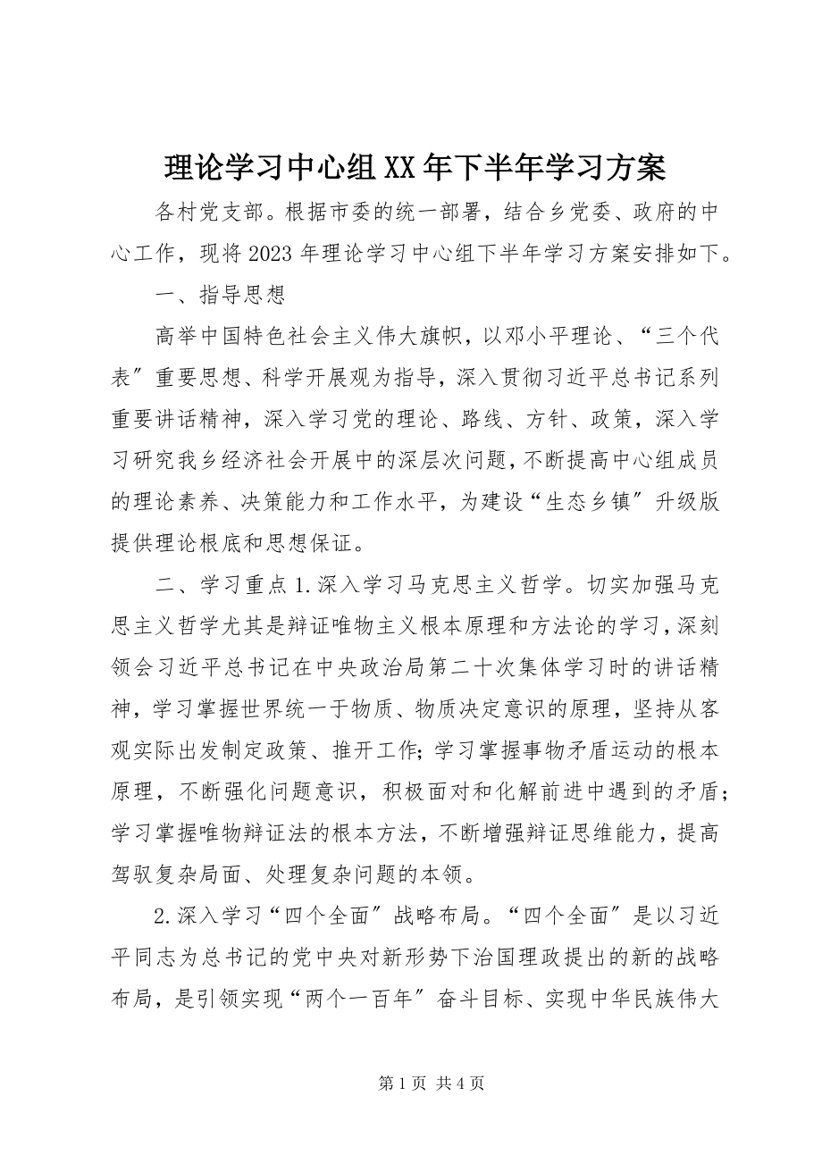 2023年理论学习中心组下半学习计划.docx_第1页