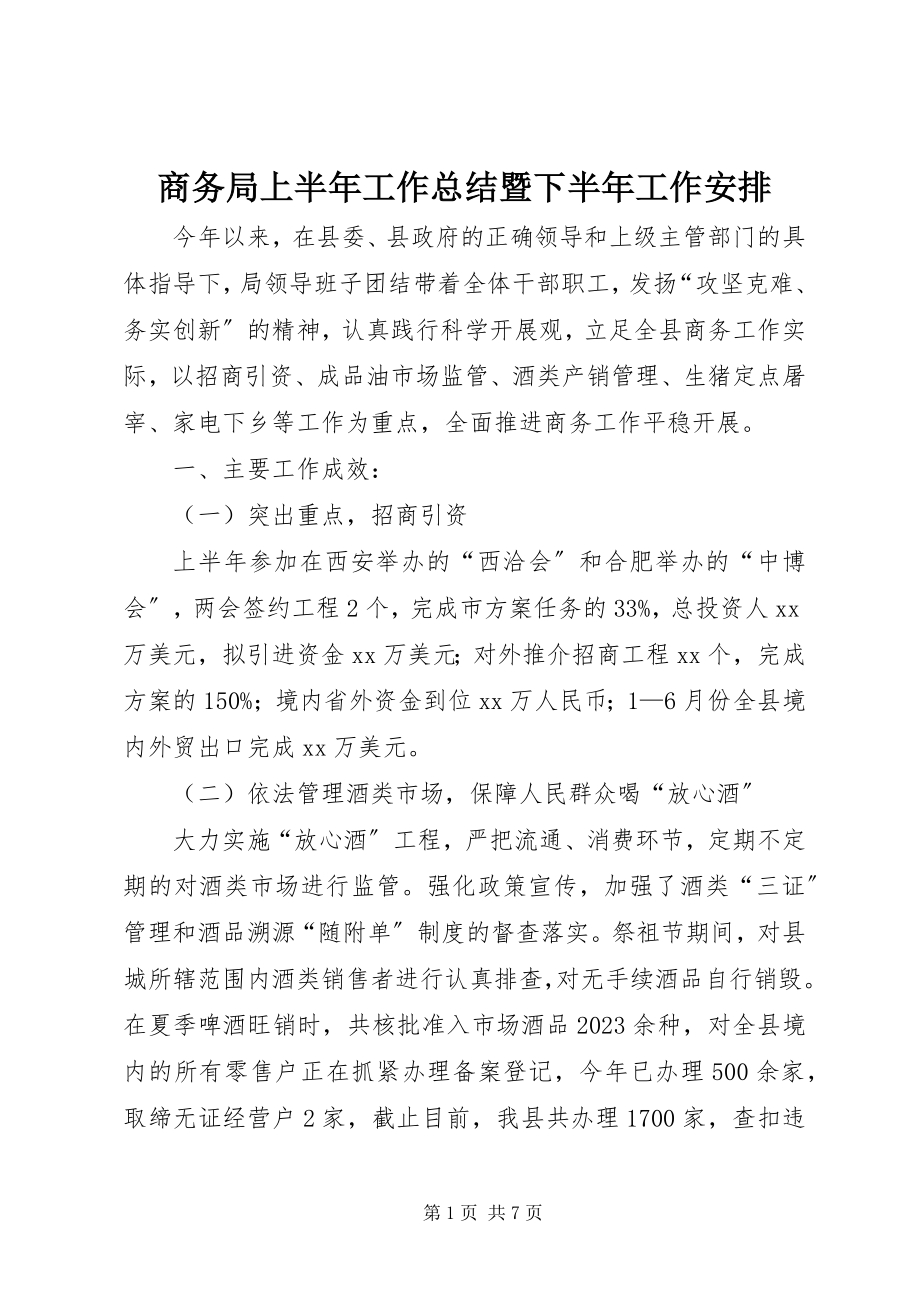 2023年商务局上半年工作总结暨下半年工作安排.docx_第1页