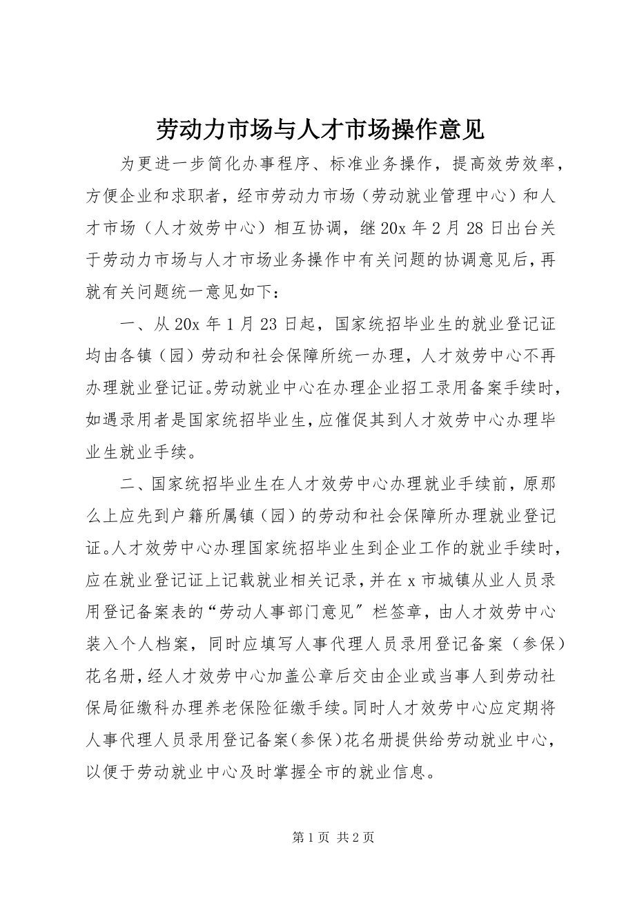 2023年劳动力市场与人才市场操作意见.docx_第1页