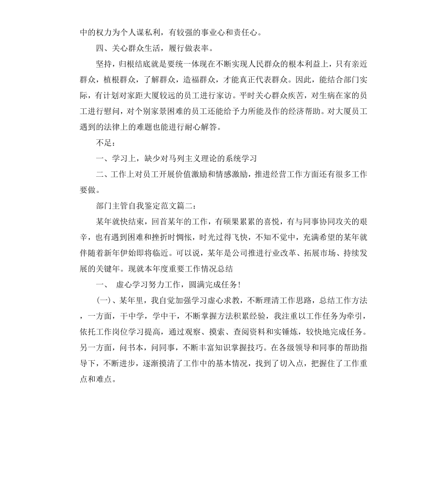 部门主管自我鉴定3篇.docx_第2页