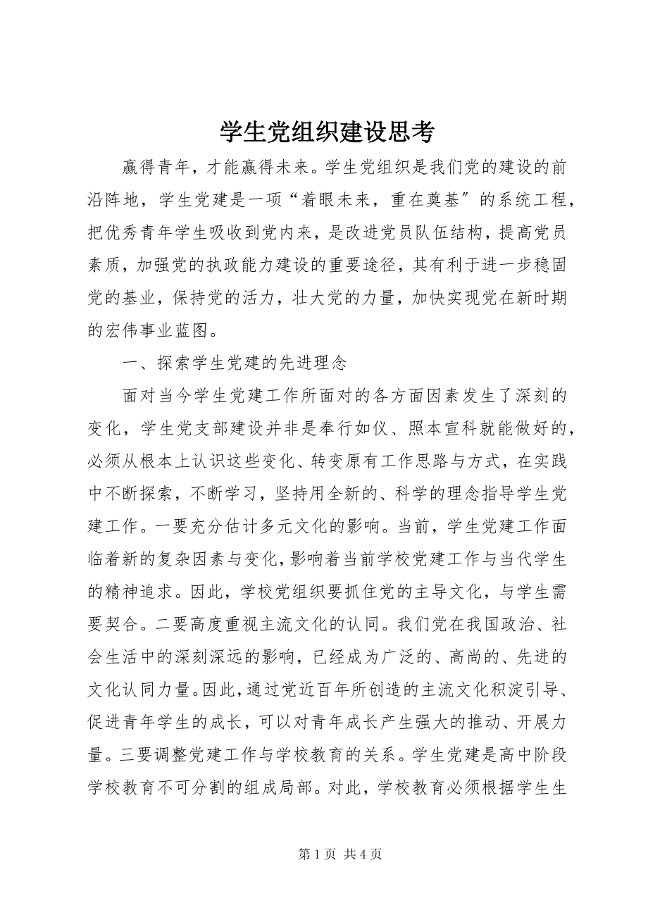 2023年学生党组织建设思考.docx_第1页