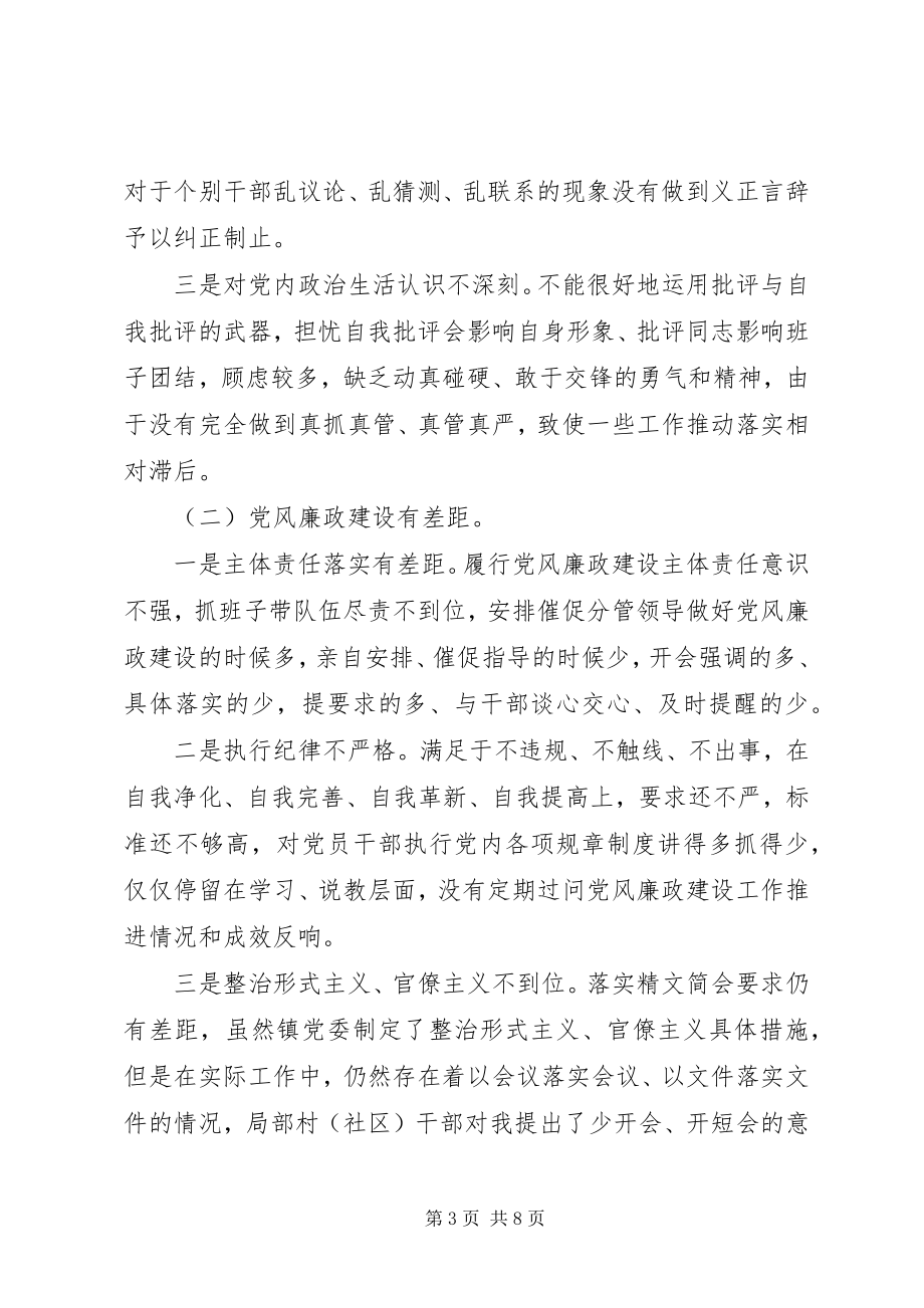 2023年民主生活会个人检视剖析材料.docx_第3页