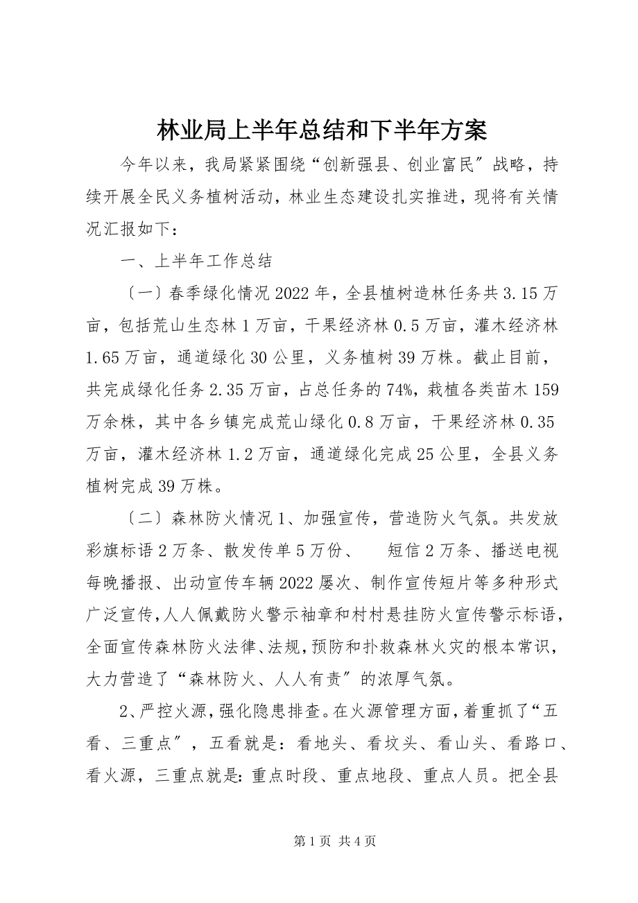 2023年林业局上半年总结和下半计划.docx_第1页