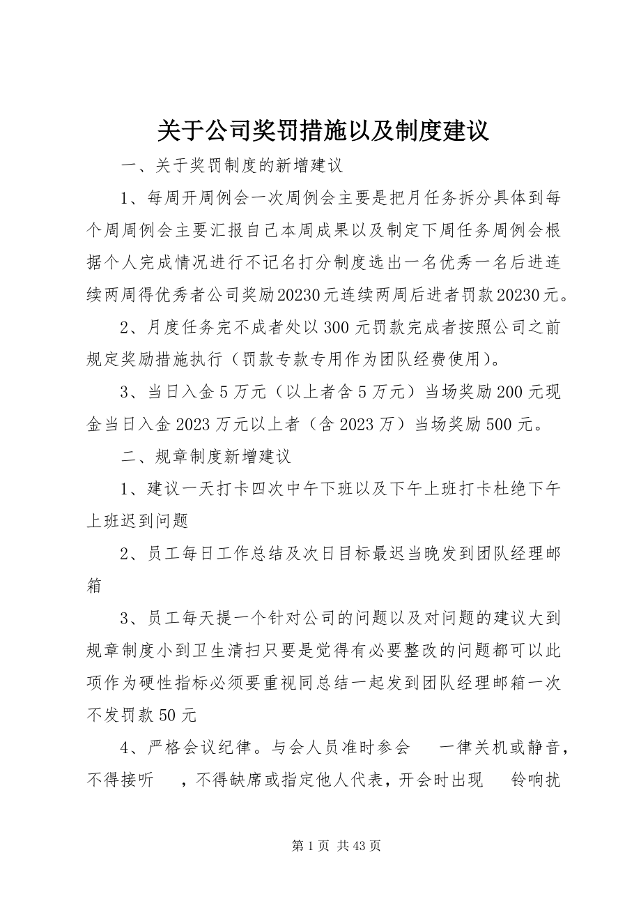 2023年公司奖罚措施以及制度建议.docx_第1页