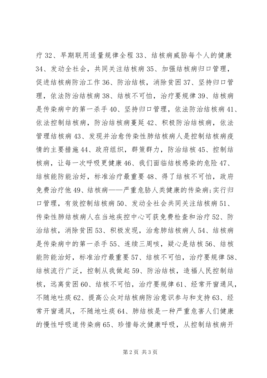 2023年医院防治结核病日宣传标语.docx_第2页