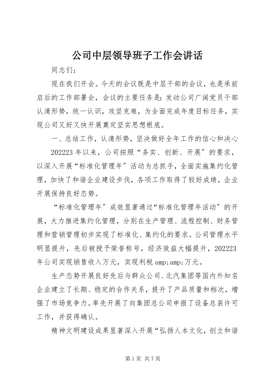 2023年公司中层领导班子工作会致辞.docx_第1页