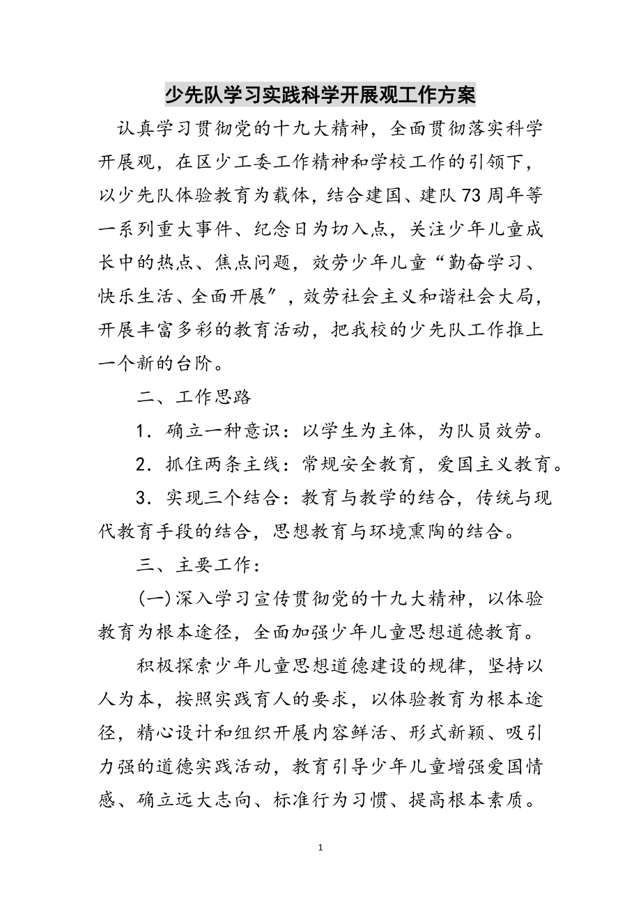 2023年少先队学习实践科学发展观工作计划范文.doc_第1页