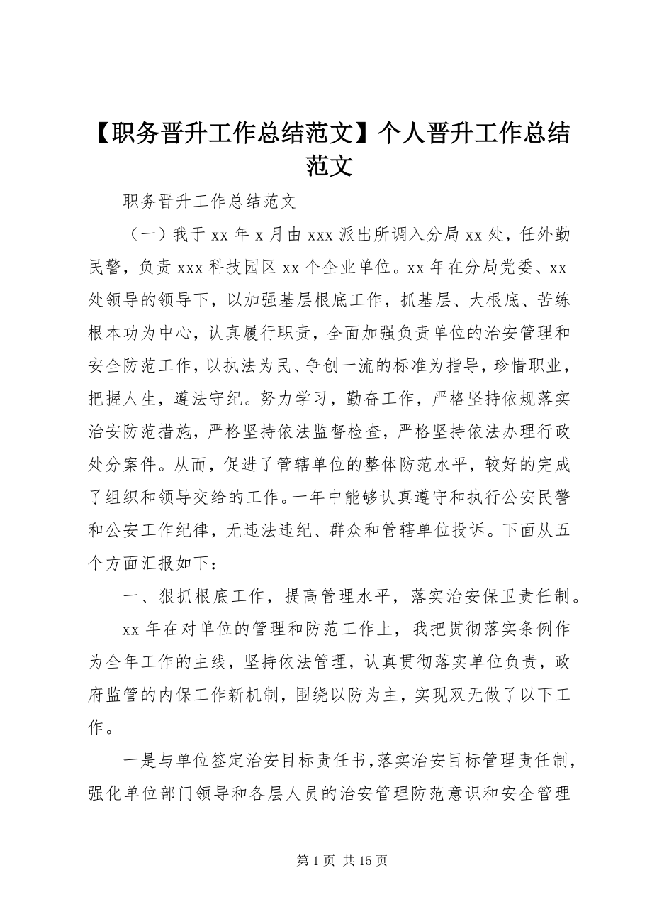 2023年职务晋升工作总结范文个人晋升工作总结范文.docx_第1页