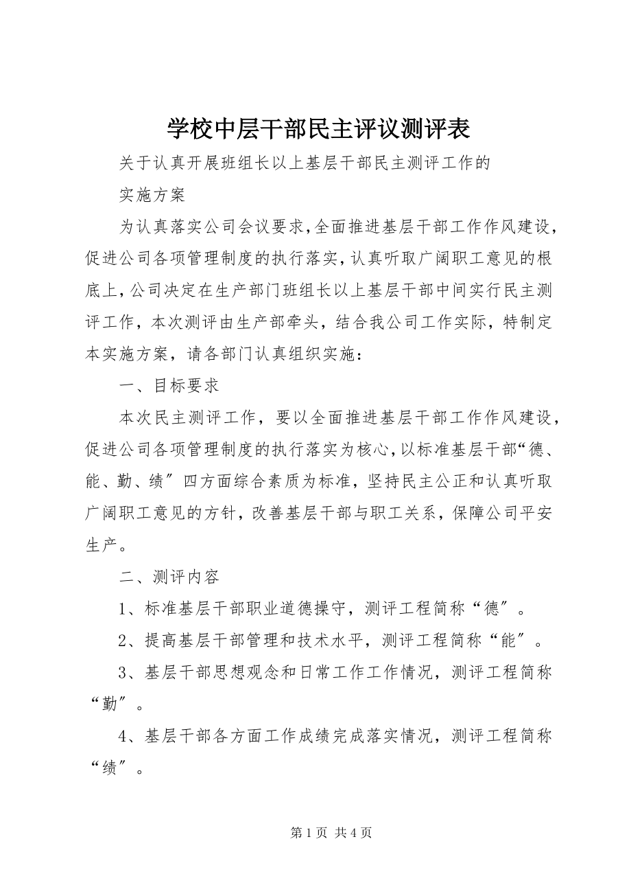 2023年学校中层干部民主评议测评表.docx_第1页