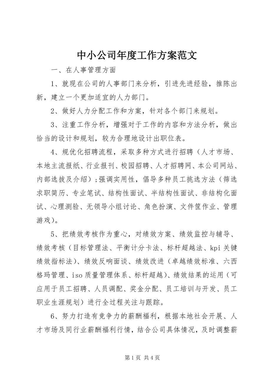 2023年中小公司年度工作计划.docx_第1页