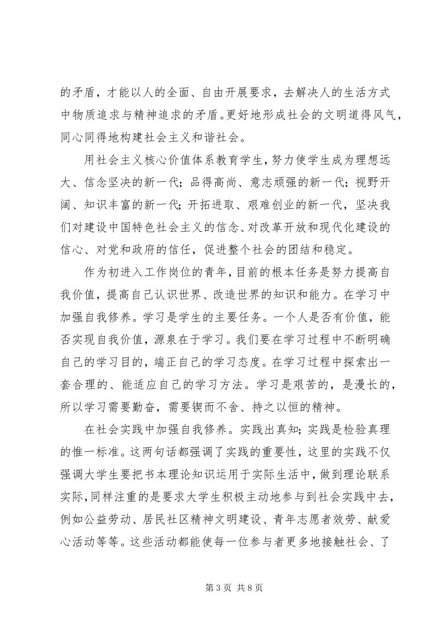 2023年青年要自觉践行社会主义核心价值观心得体会.docx_第3页