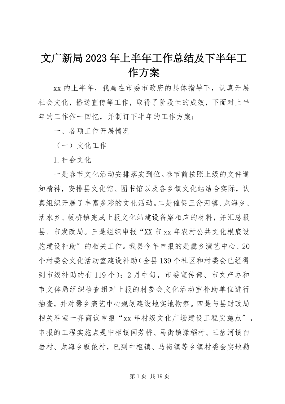 2023年文广新局上半年工作总结及下半年工作计划2.docx_第1页