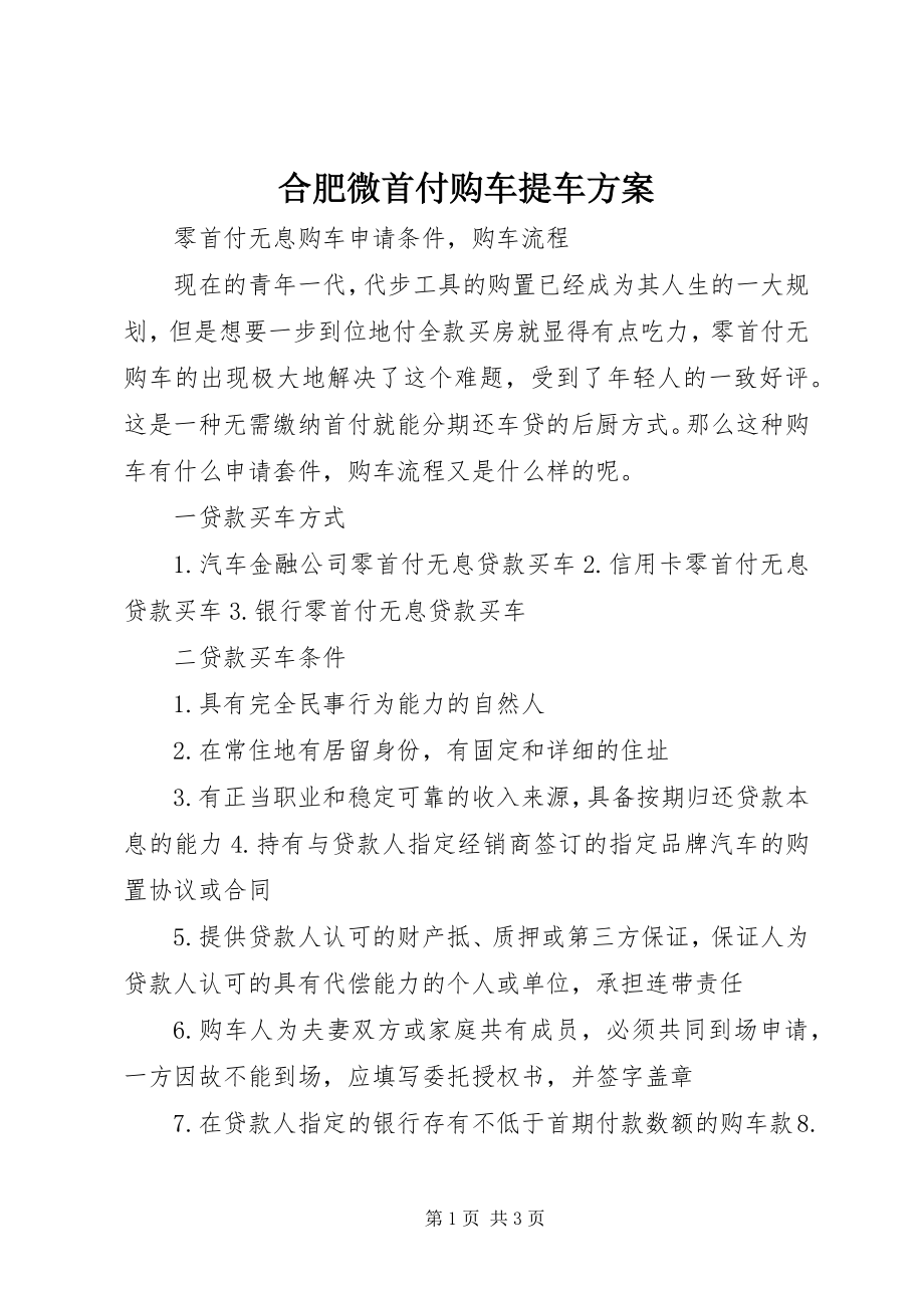 2023年合肥微首付购车提车方案.docx_第1页