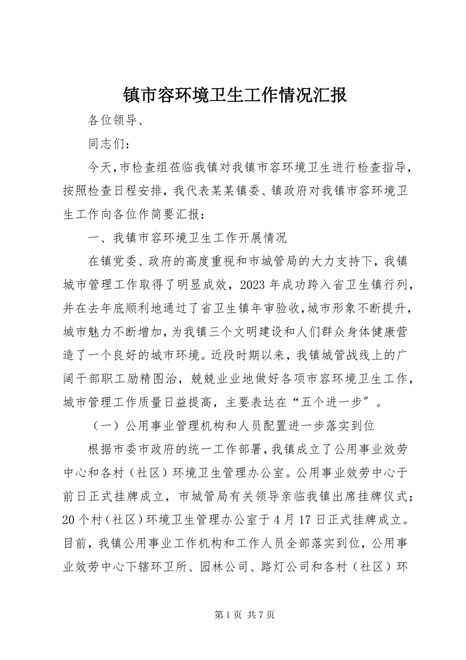 2023年镇市容环境卫生工作情况汇报.docx_第1页