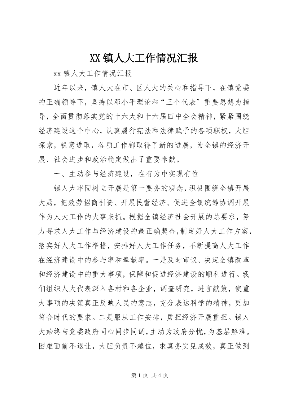 2023年XX镇人大工作情况汇报新编.docx_第1页