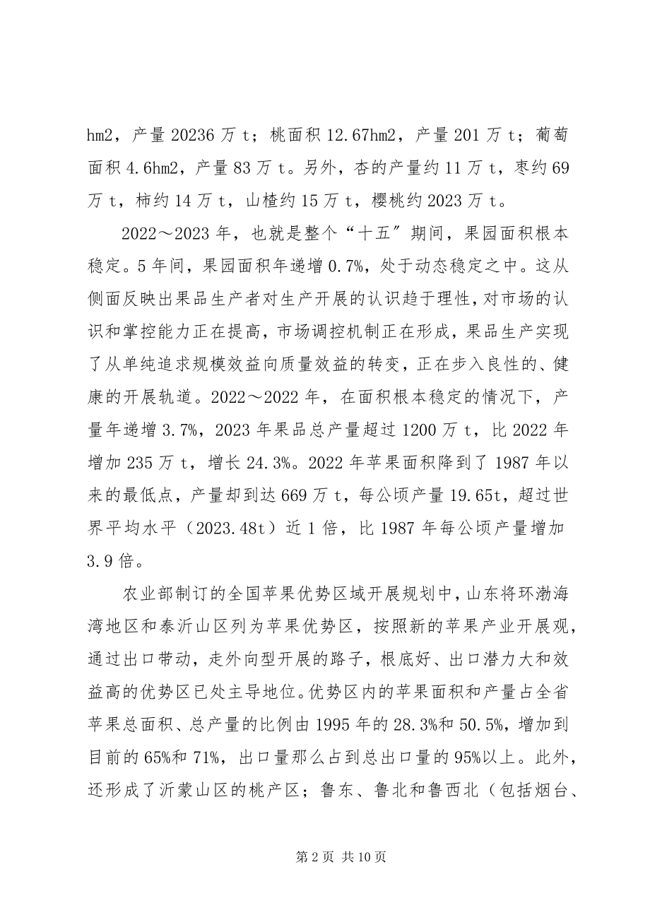 2023年果品果业山东的果品生产现状及果业发展方向.docx_第2页