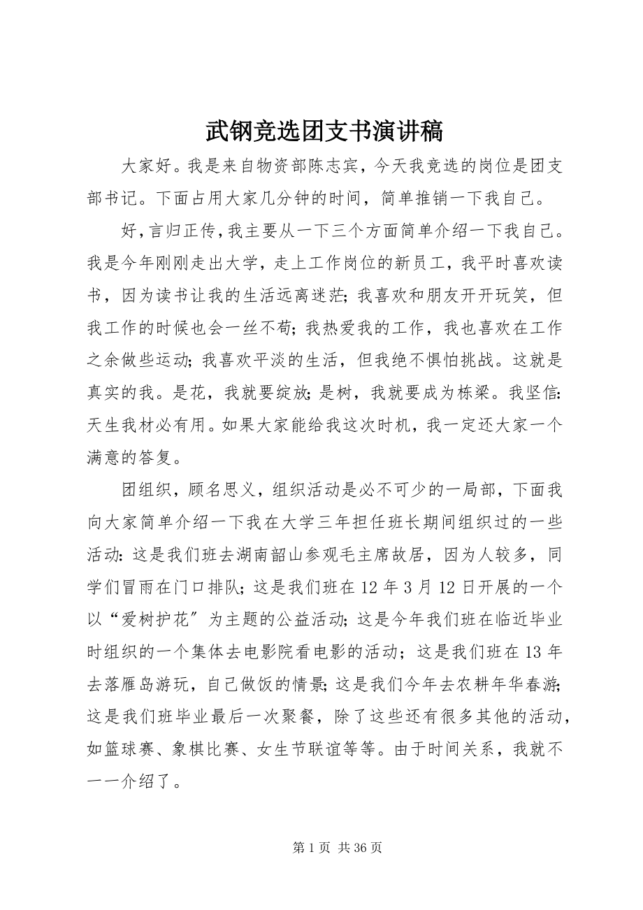 2023年武钢竞选团支书演讲稿.docx_第1页