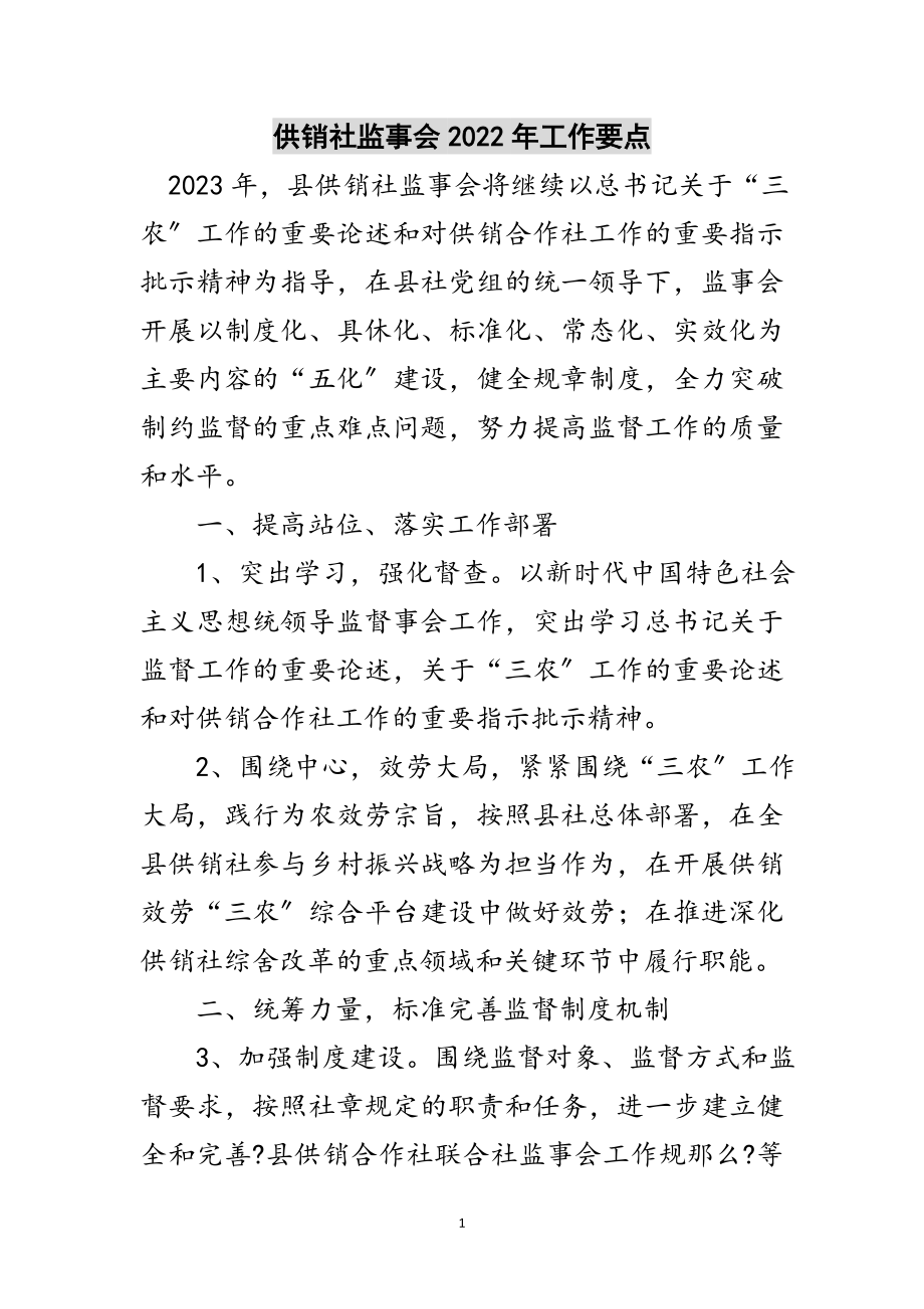 2023年供销社监事会年工作要点范文.doc_第1页