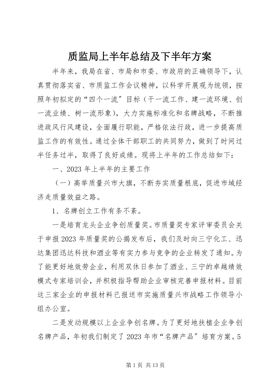 2023年质监局上半年总结及下半年计划.docx_第1页