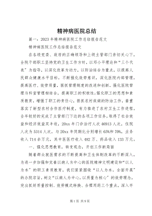 2023年精神病医院总结.docx