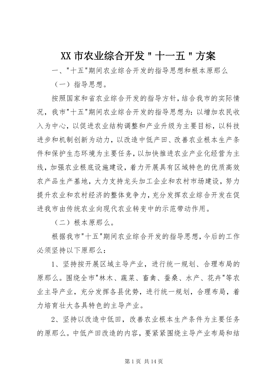 2023年XX市农业综合开发＂十一五＂计划.docx_第1页