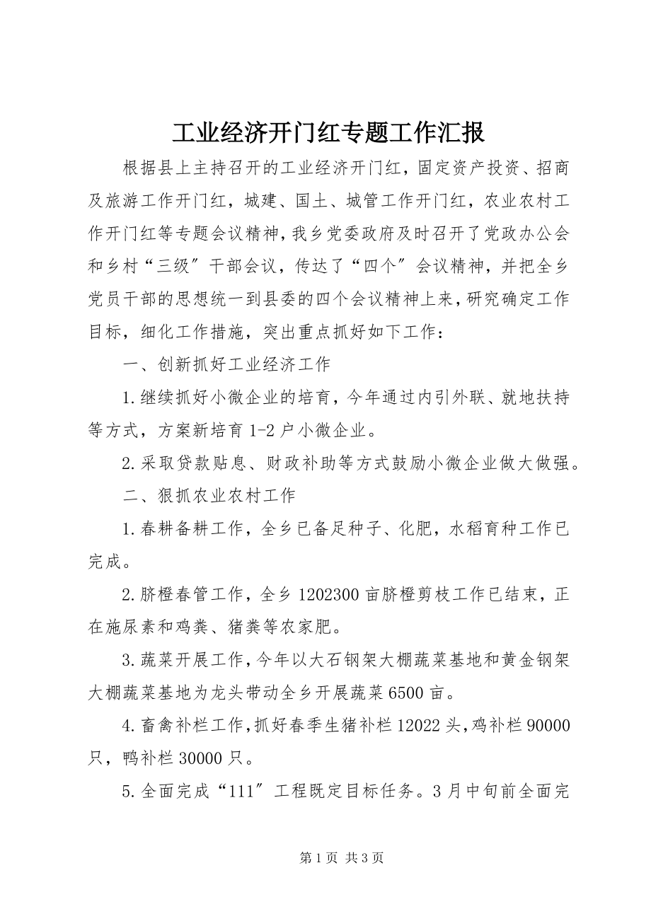 2023年工业经济开门红专题工作汇报.docx_第1页