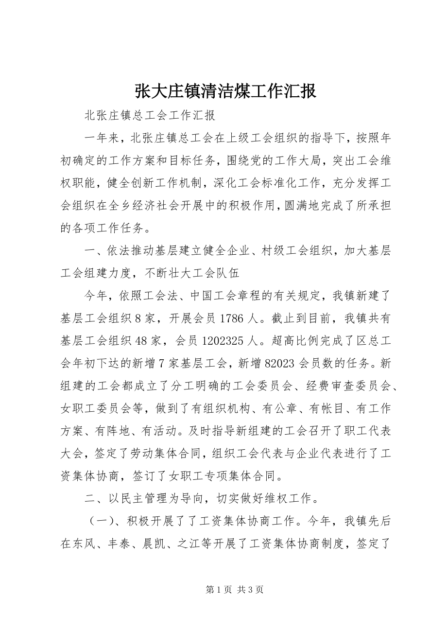 2023年张大庄镇清洁煤工作汇报.docx_第1页