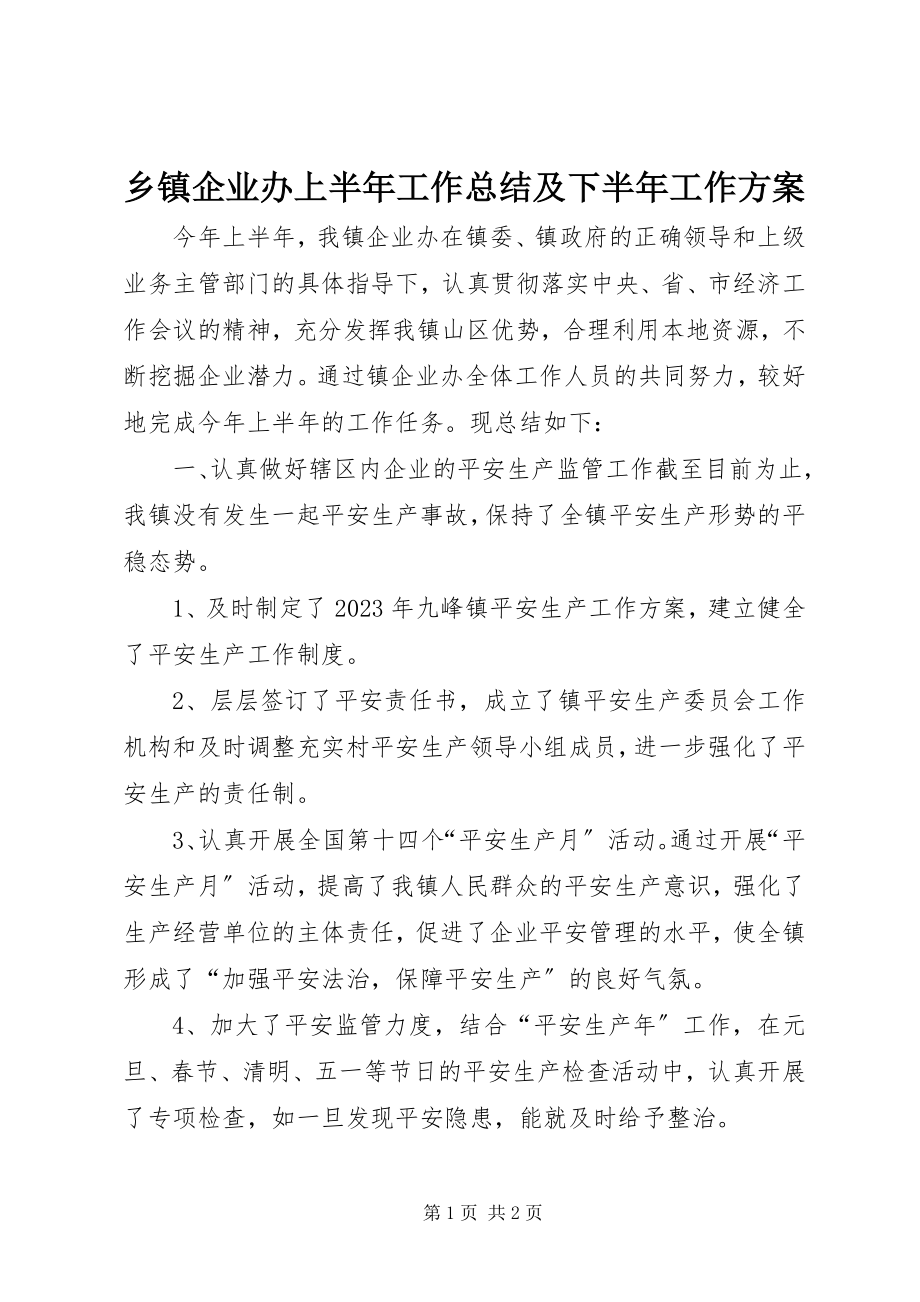 2023年乡镇企业办上半年工作总结及下半年工作计划.docx_第1页