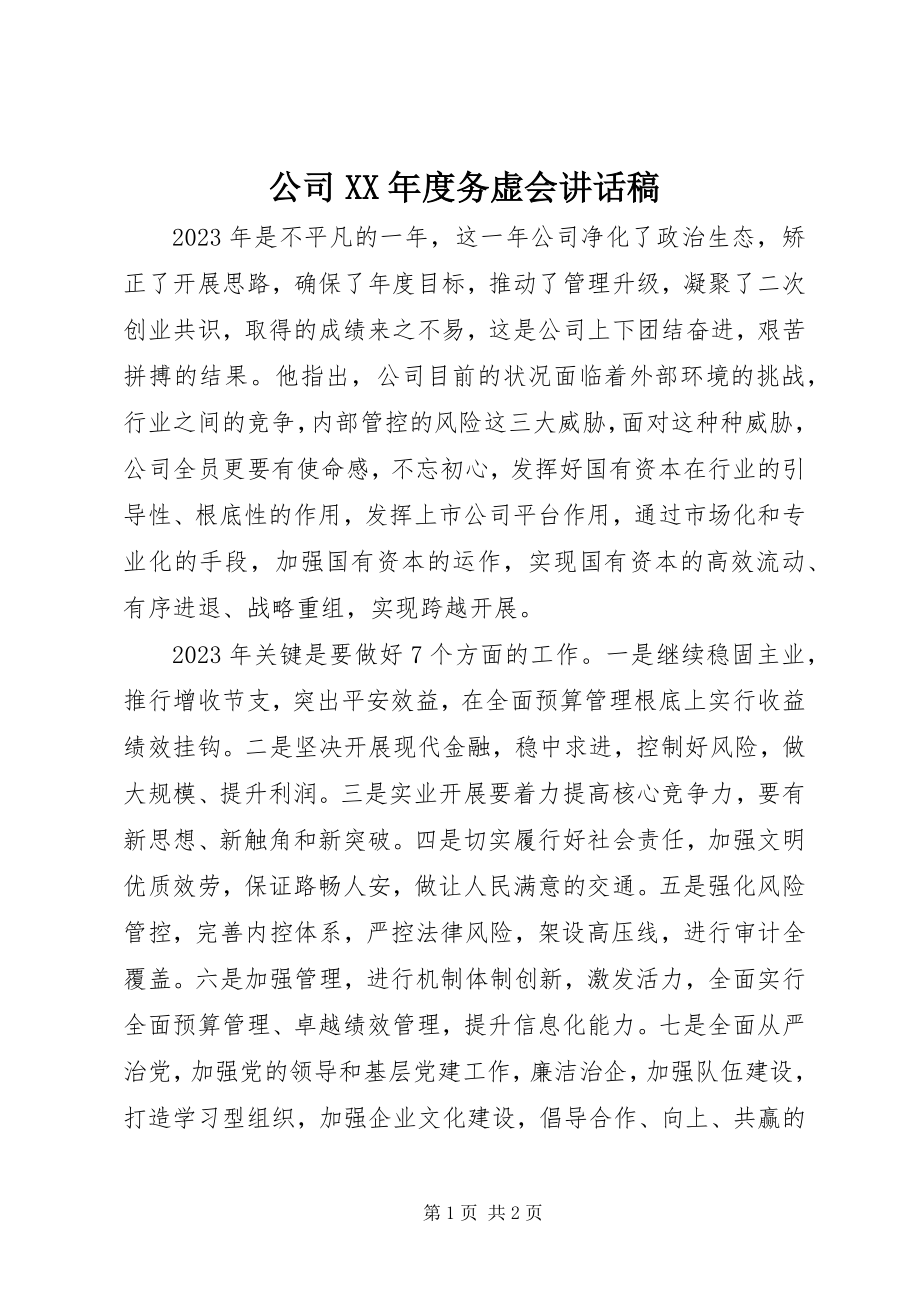 2023年公司某年度务虚会致辞稿.docx_第1页