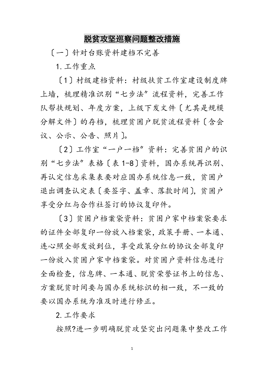 2023年脱贫攻坚巡察问题整改措施范文.doc_第1页