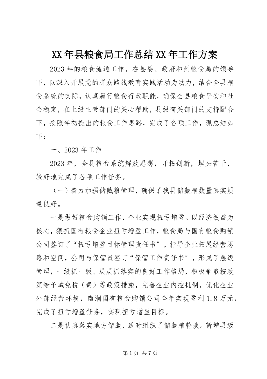 2023年县粮食局工作总结工作计划.docx_第1页